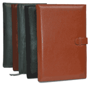 black, British tan, camel and green leather planners
